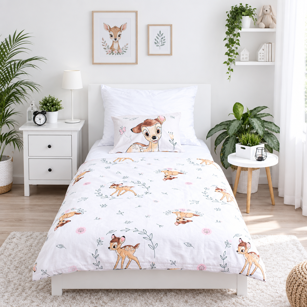 disney bambi Set Letto Singolo Copripiumino Federa 100% cotone  100 x 135 cm + 40 x 60 cm