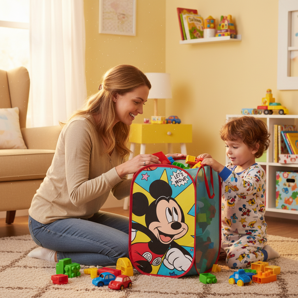 PORTA GIOCHI TOPOLINO CONTENITORE TESSILE RETTANGOLARE TOPOLINO 36X36X58