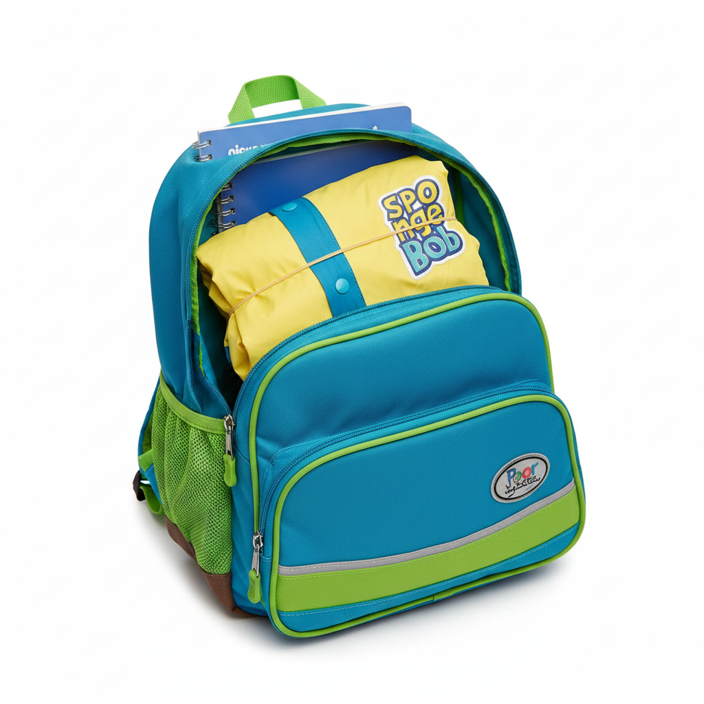 Mantellina Antipioggia Bambino Spongebob | Cappuccio + Taschine | Taglie 4-6-8 Anni | Licenza Ufficiale | SPG2402-006