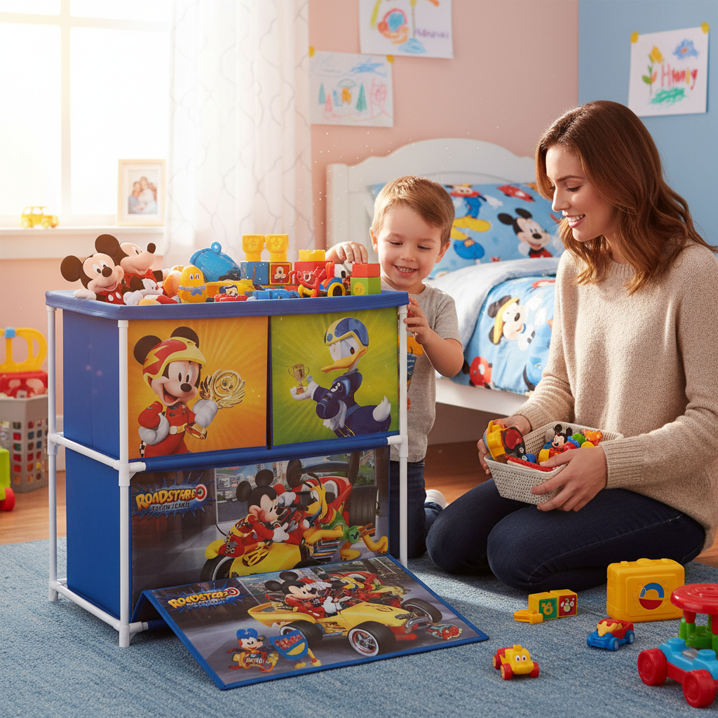 Mobile Portagiochi Mickey Mouse Roadsters Disney 3 Cassetti Tessili 53x30x60cm | TOP12130
