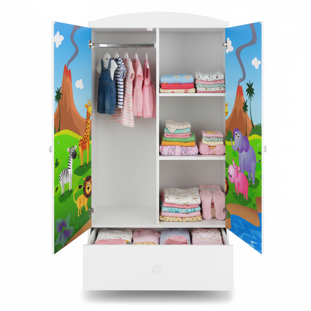 Armadio per bambini babydreams white safari
