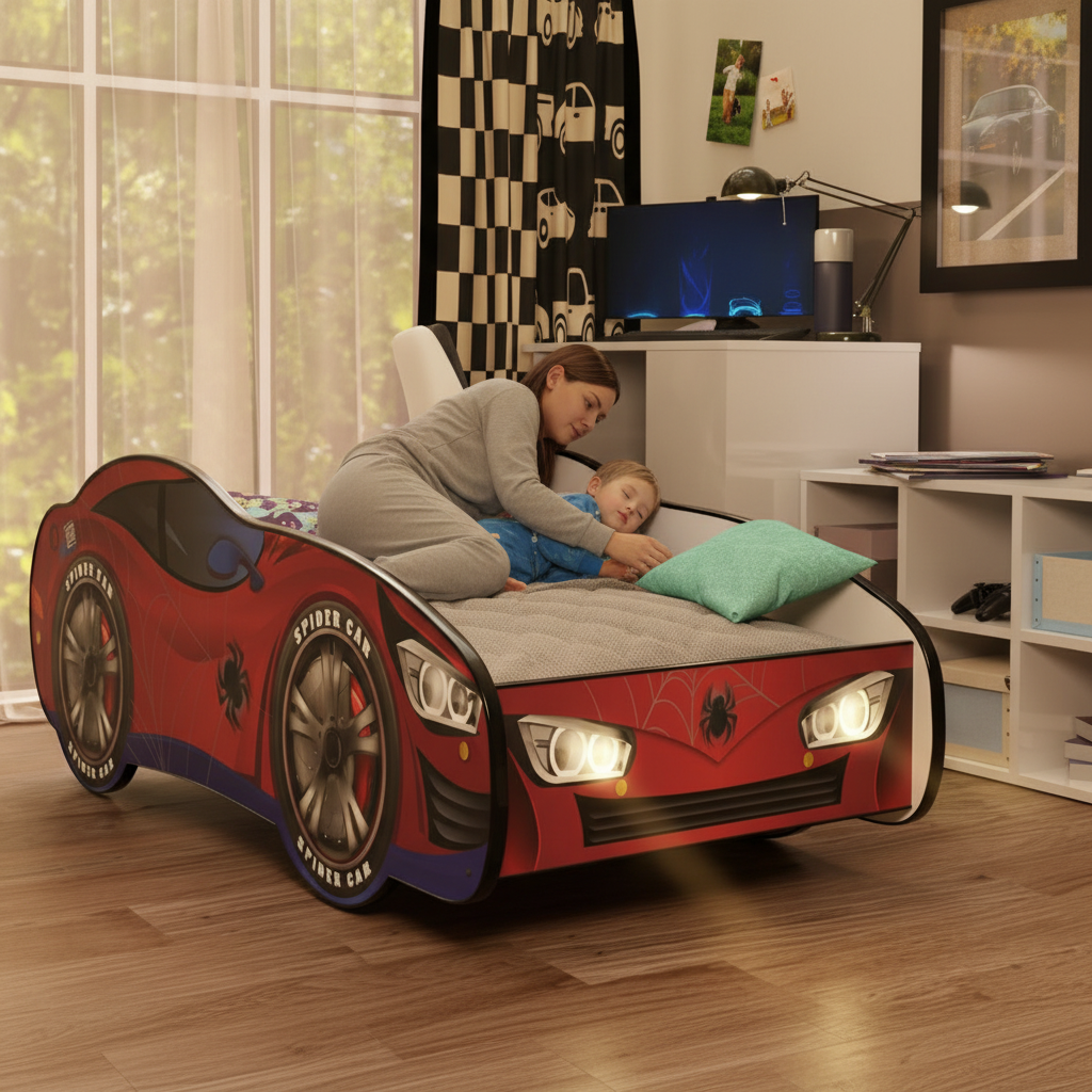 Genitore mette a letto bambino