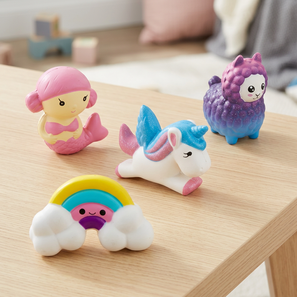 I quattro squishy Fantasy sul tavolo