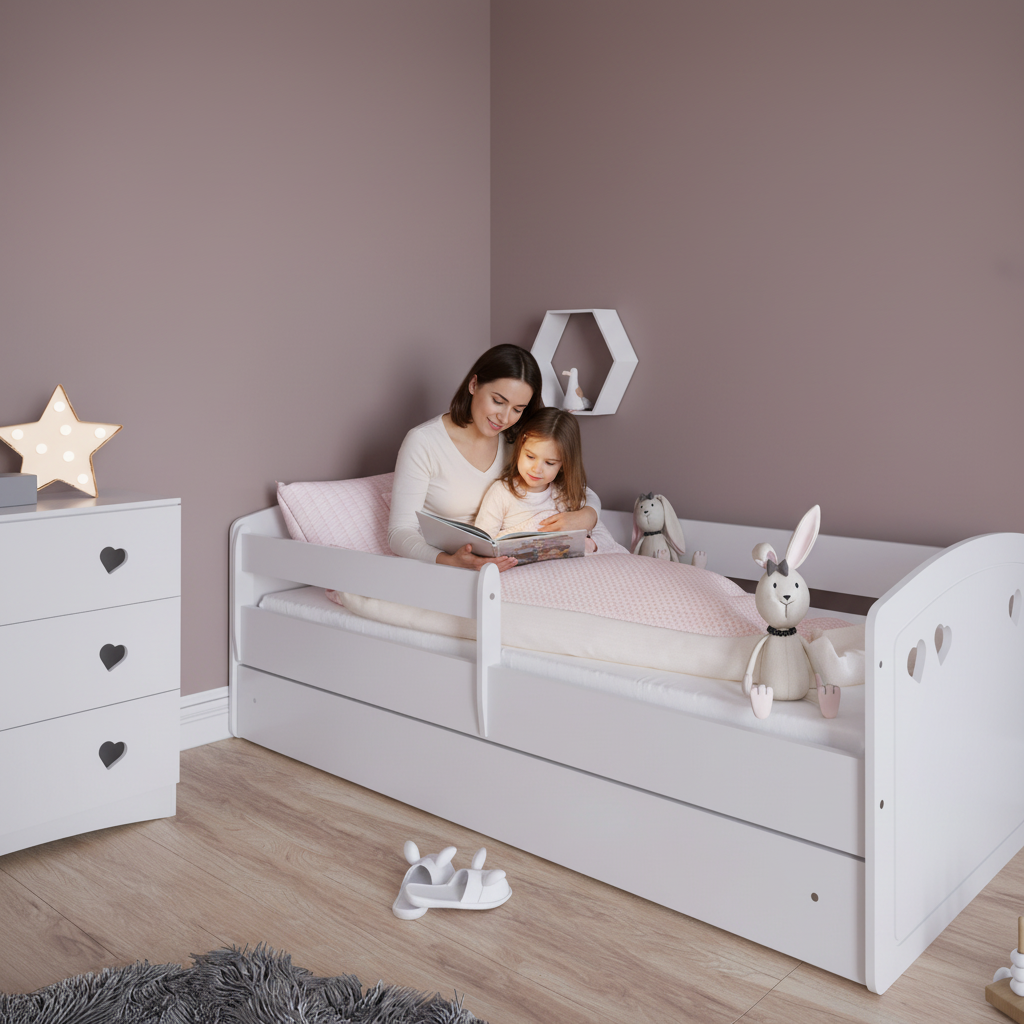 Momento della buonanotte nel letto Julia