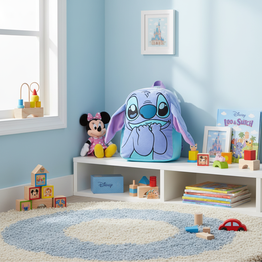 Zaino peluche Stitch con giocattoli Disney playroom
