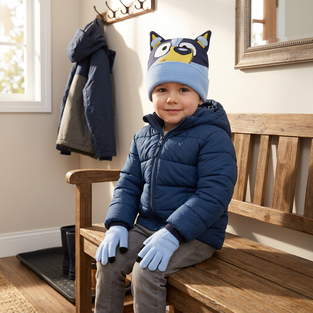 Set invernale Bluey, preparativi prima di uscire