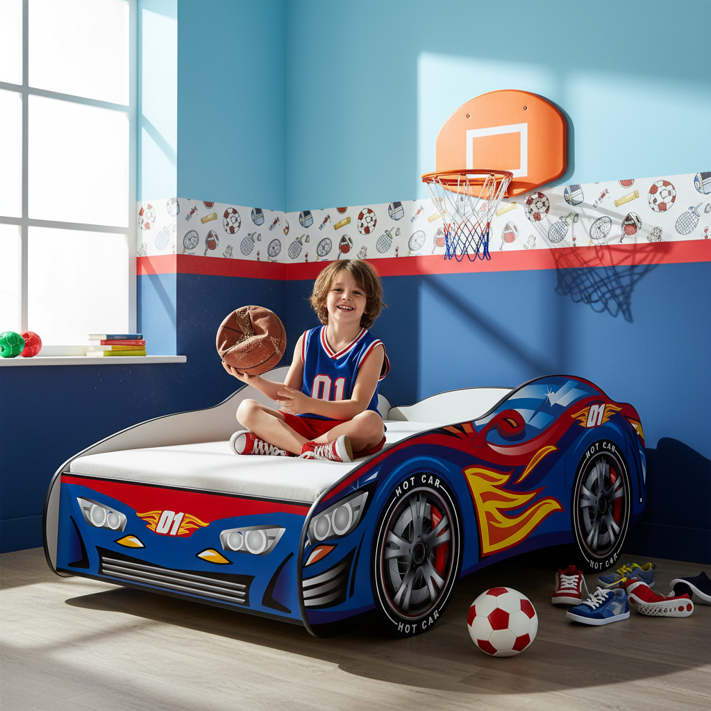 Letto Hotrace 01 cameretta sportiva basket calcio medaglie FULL HD