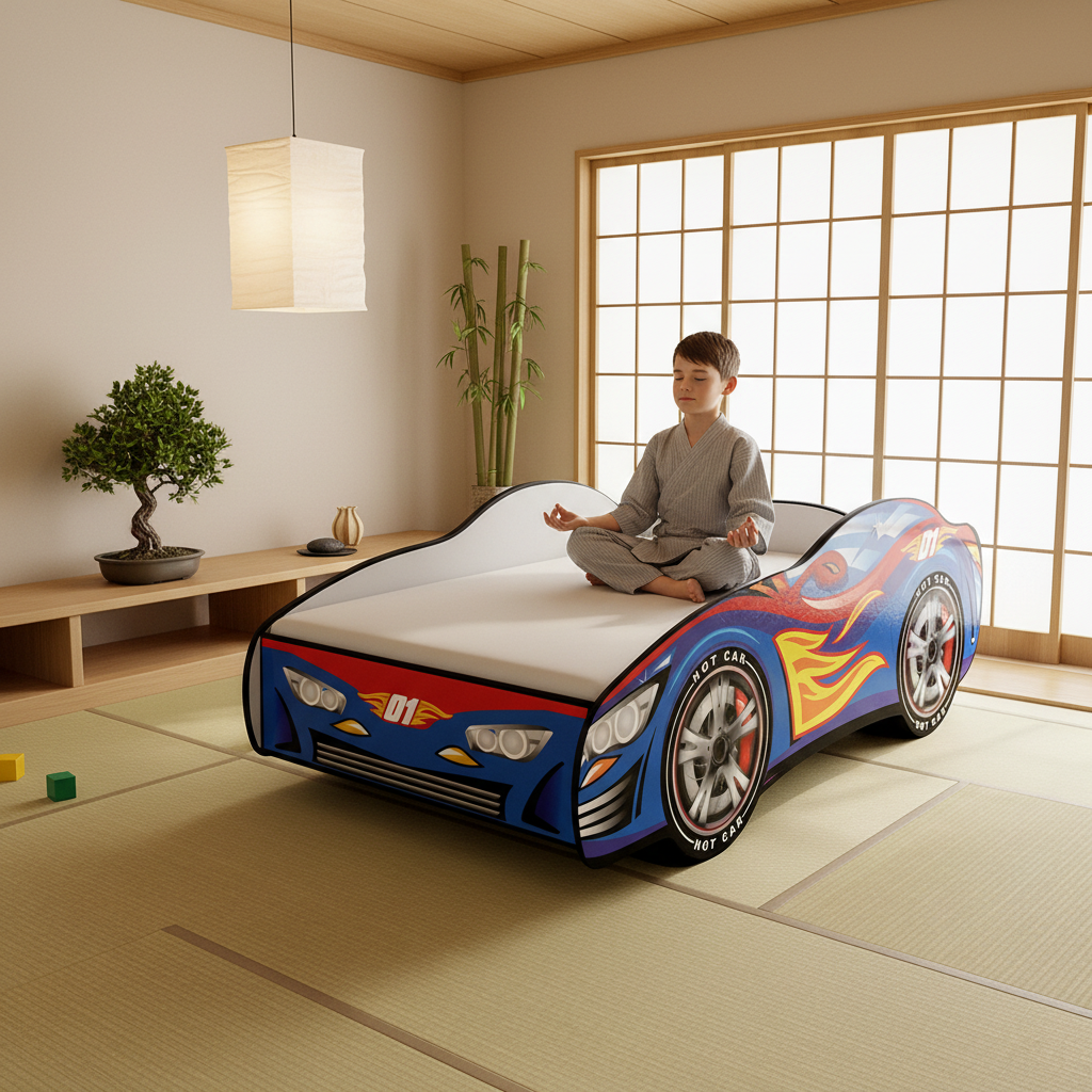 Letto Hotrace 01 stile giapponese zen tatami minimalista bambù FOTOREALISTICO