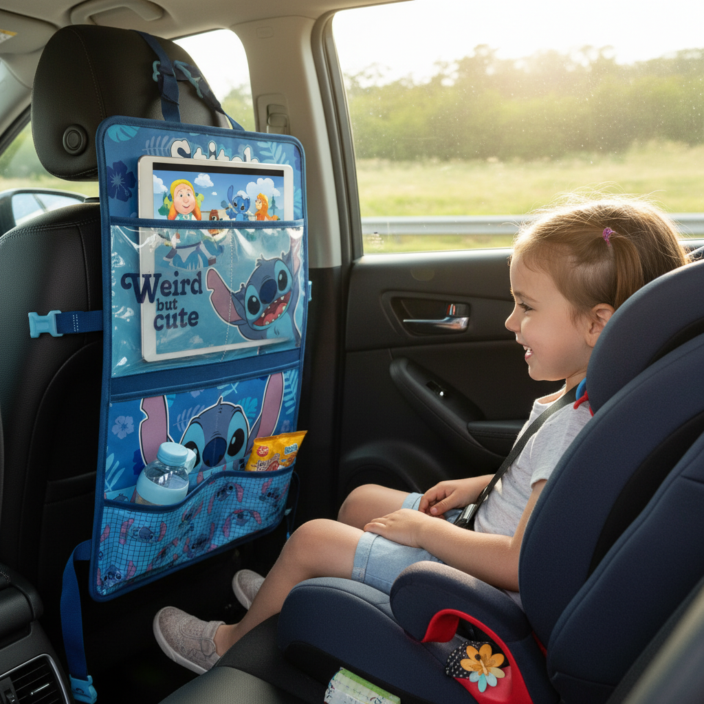 Organizer Stitch con tablet in tasca trasparente