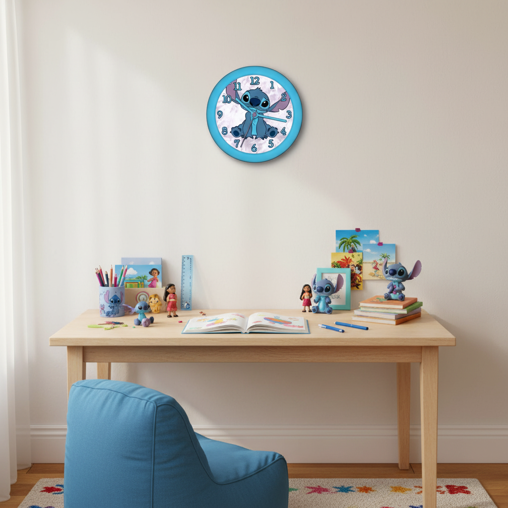 Orologio parete Stitch sopra scrivania bambini