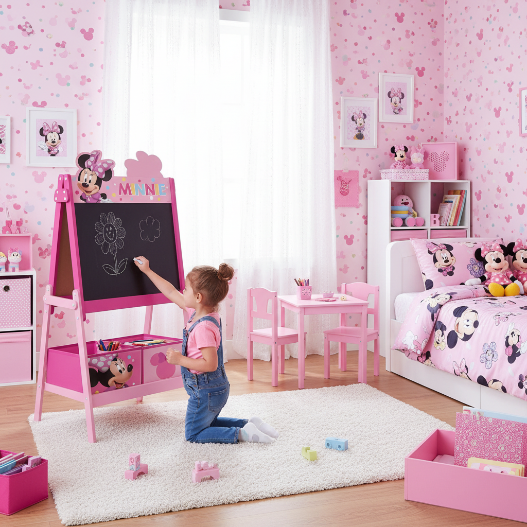 Cameretta completa con lavagna cavalletto Minnie Mouse decorazioni Disney