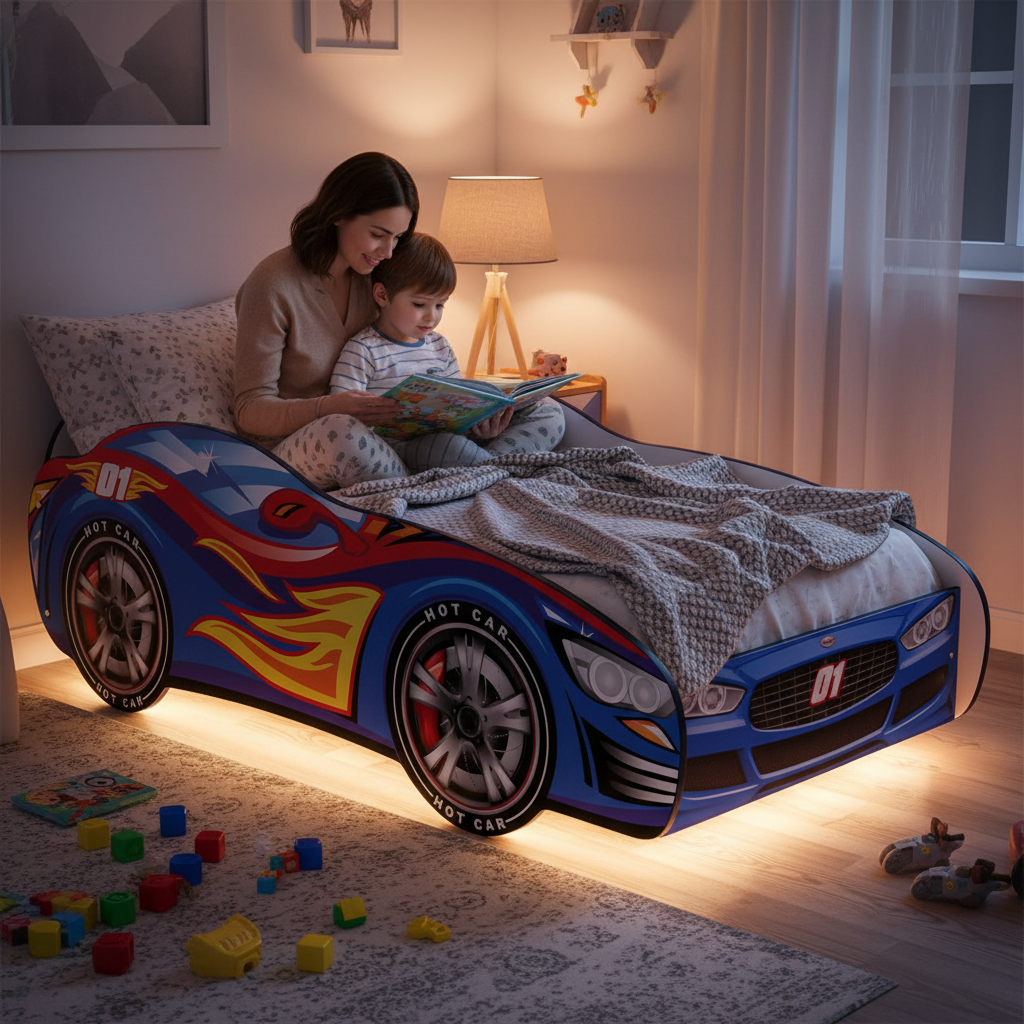 Genitore bambino leggono favola letto Hotrace 01 momento famiglia FULL HD