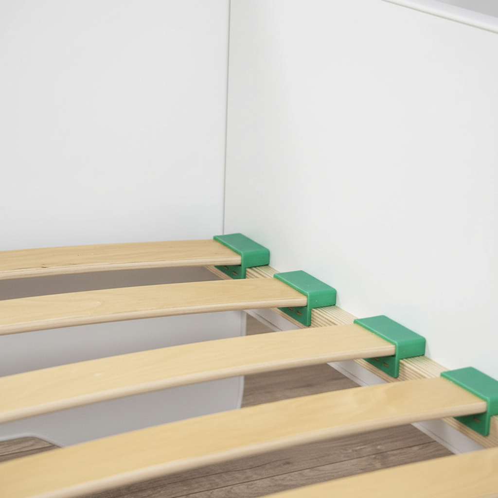 Zoom supporti verdi doghe legno fissaggio sicuro materiali qualità