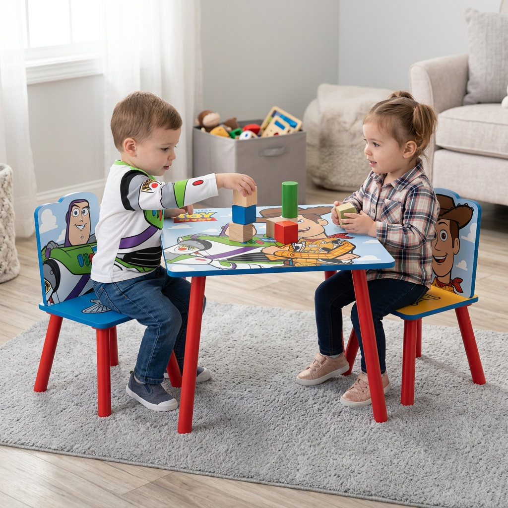 Bambini che giocano al tavolino Toy Story