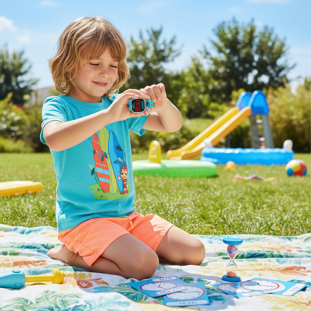 Bambino impara ora con orologio LED Stitch estate