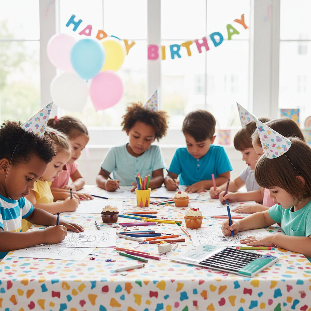 Festa compleanno bambini colorano Stitch insieme