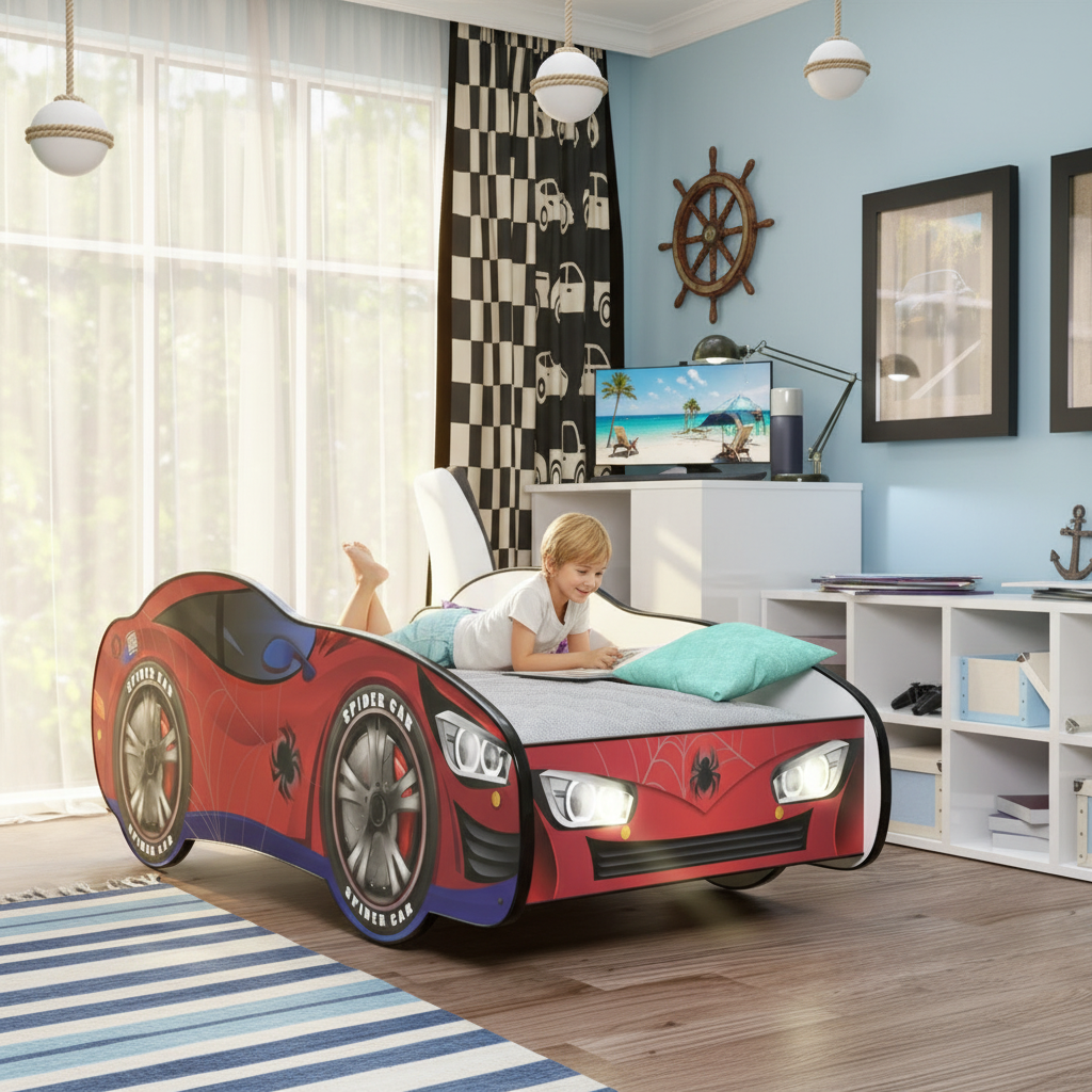 Letto Spider-Man cameretta mare nautica azzurra estate costiera