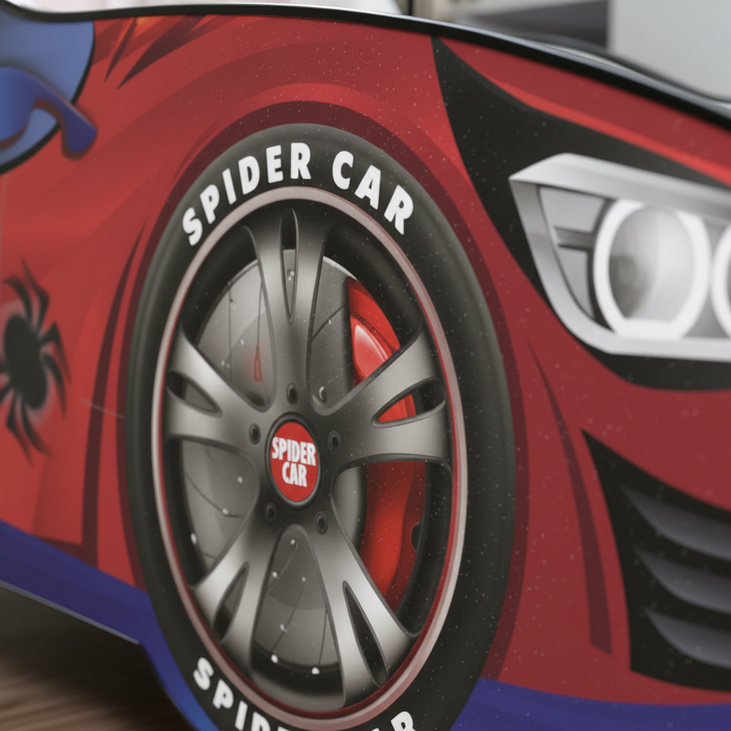 Zoom macro ruota Spider Car dettagli pneumatico racing