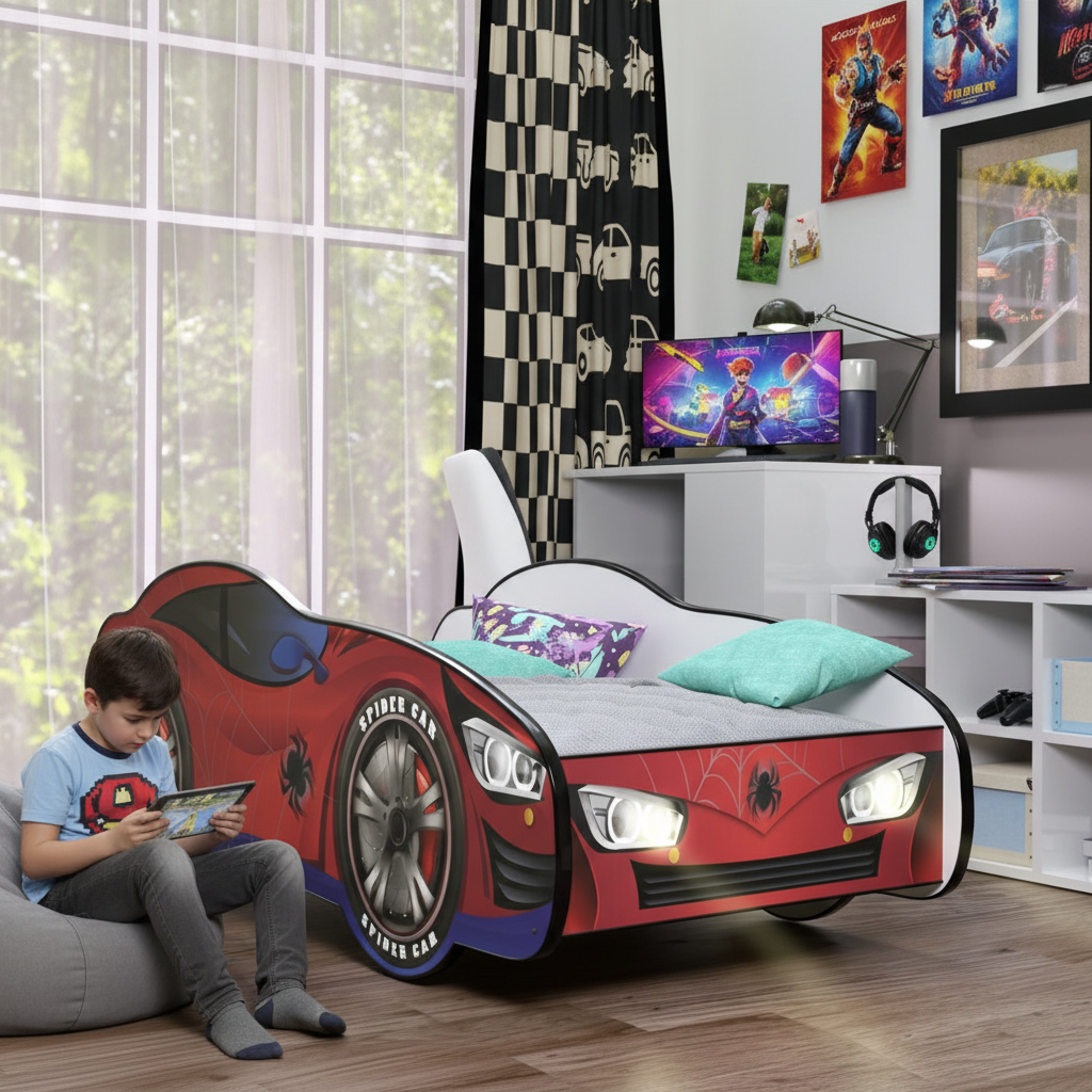 Letto Spider-Man LED cameretta gaming poster controller moderno