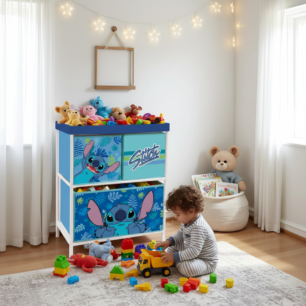 Organizer Lilo & Stitch con giocattoli in sala giochi