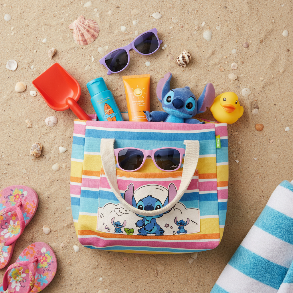 Occhiali Lilo & Stitch in borsa mare con accessori estivi