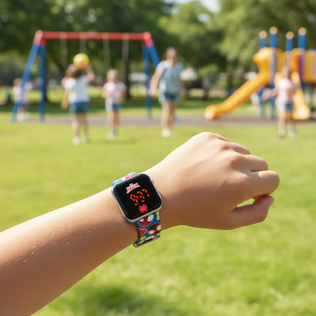 Orologio Spider-Man durante avventura al parco