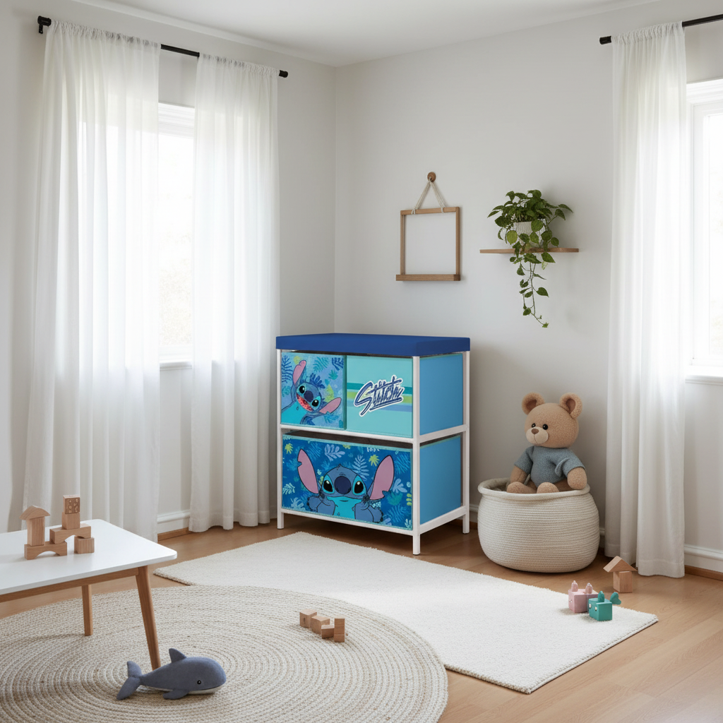 Scaffale Lilo & Stitch in cameretta stile scandinavo