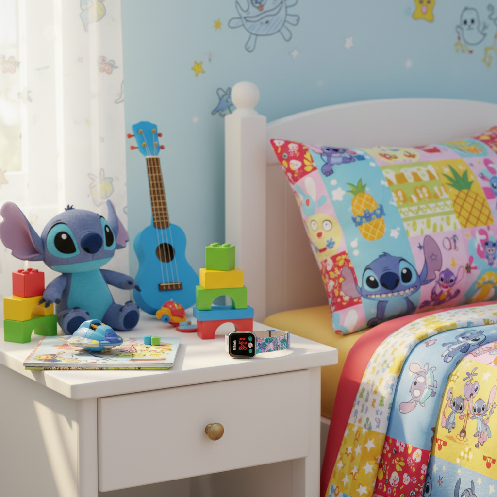 Orologio Lilo & Stitch su comodino cameretta bambini