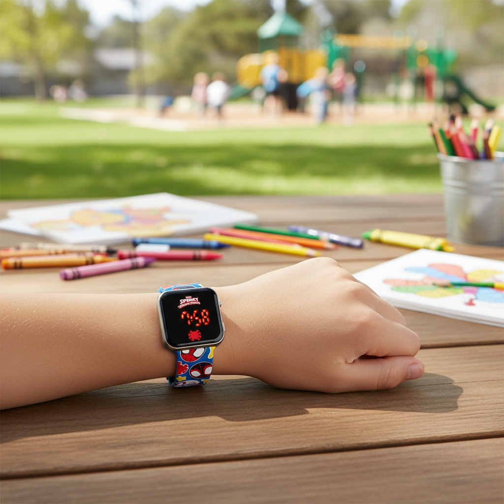 Bambino indossa orologio Spider-Man Spidey con display LED