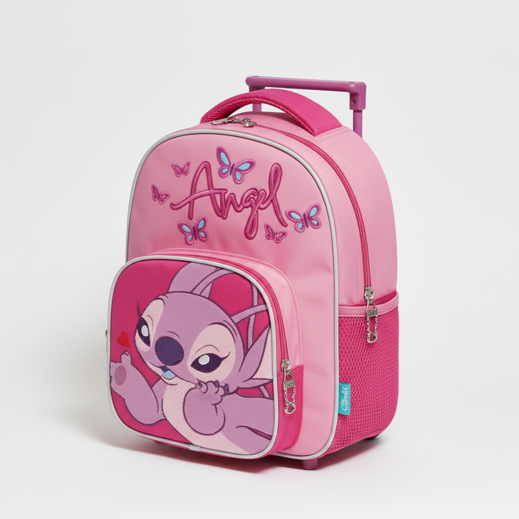 Dettaglio close-up trolley Lilo & Stitch Angel materiali di qualità