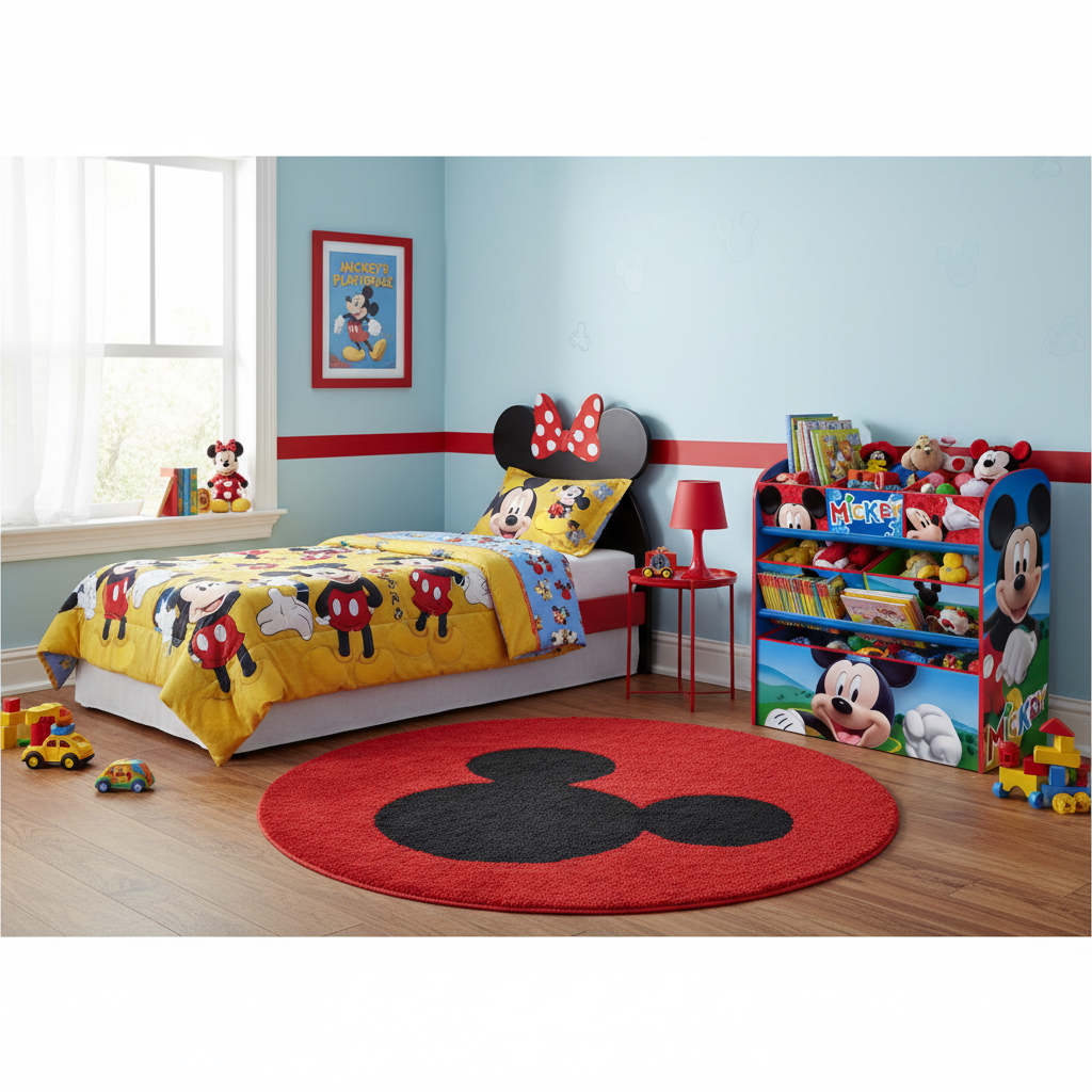 Cameretta bambino completa con organizer Mickey Mouse stile Disney