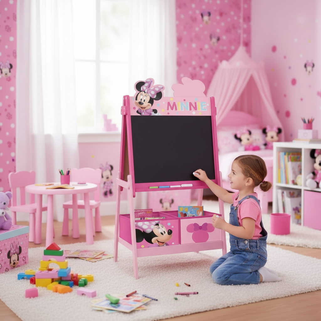 Cameretta stile Minnie Mouse con lavagna cavalletto completa