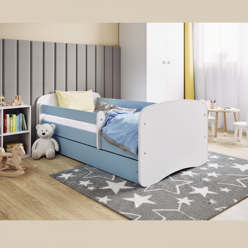 Letto bambino KO11 in cameretta moderna con decorazioni