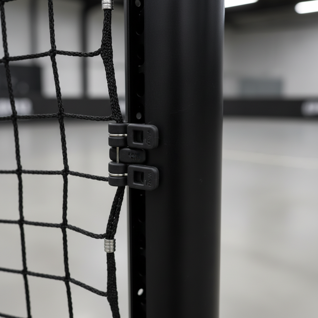 Zoom rete a maglie strette porta panna EXIT sistema fissaggio