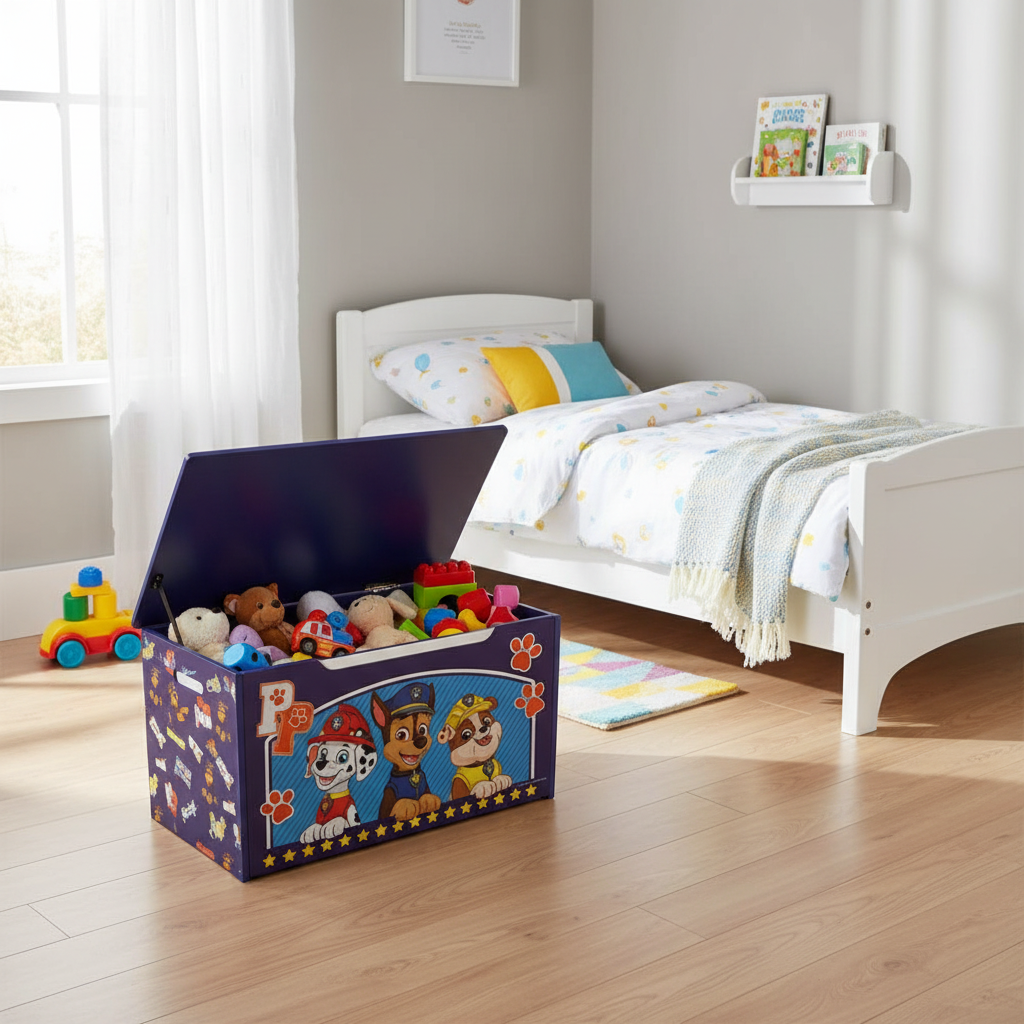 Toybox Paw Patrol in cameretta moderna con letto e giocattoli - lifestyle HD