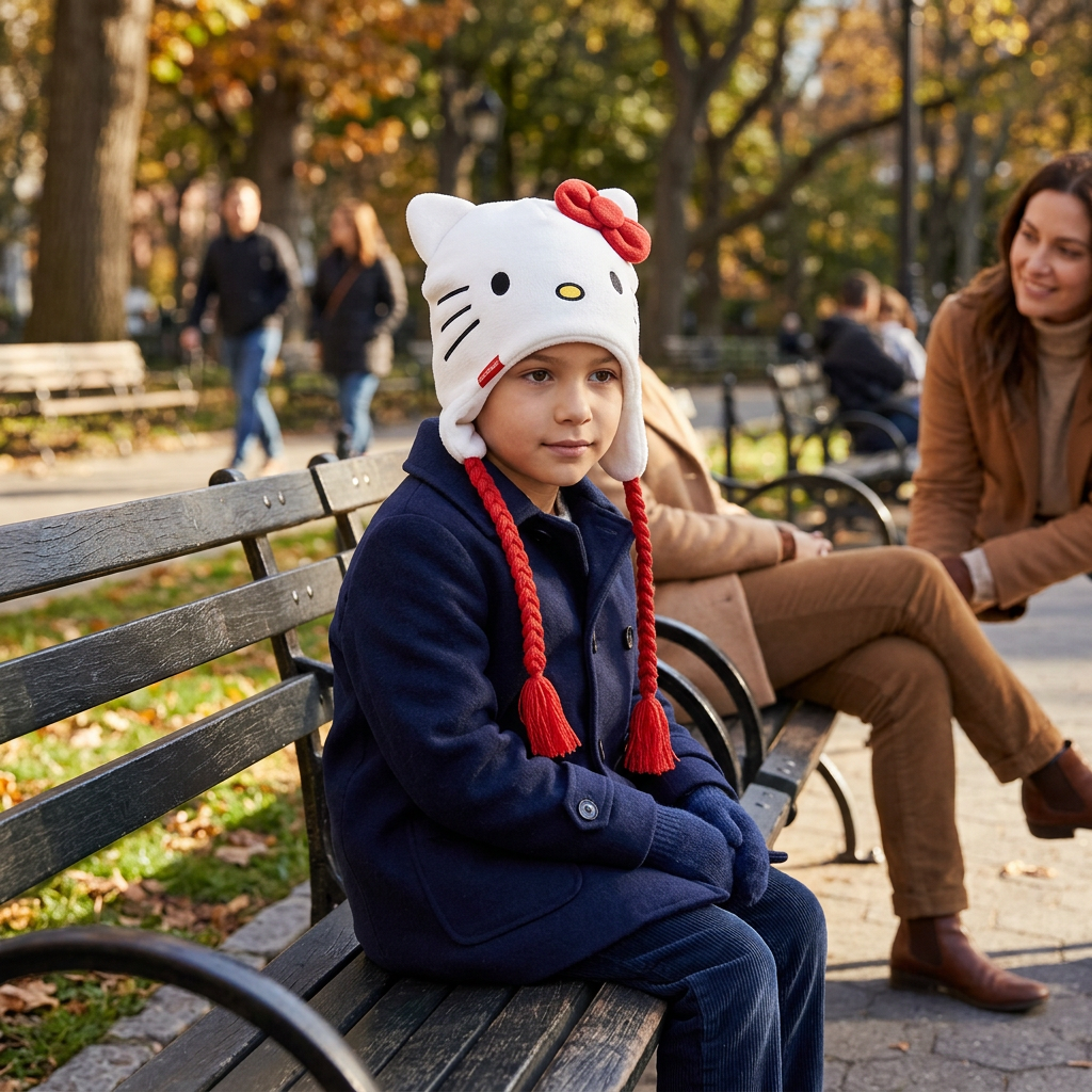 Cappello peruviano Hello Kitty 2200010566, scena lifestyle al parco