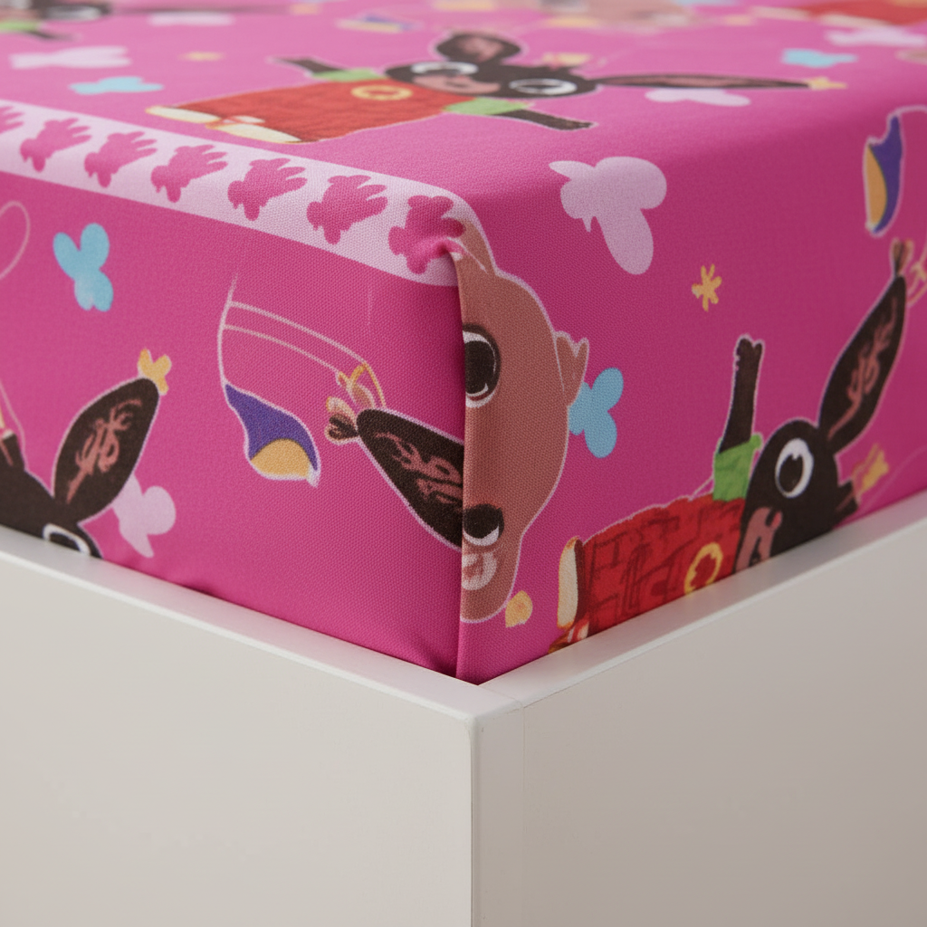 Zoom angolo elastico coprimaterasso Bing fucsia costruzione premium HD