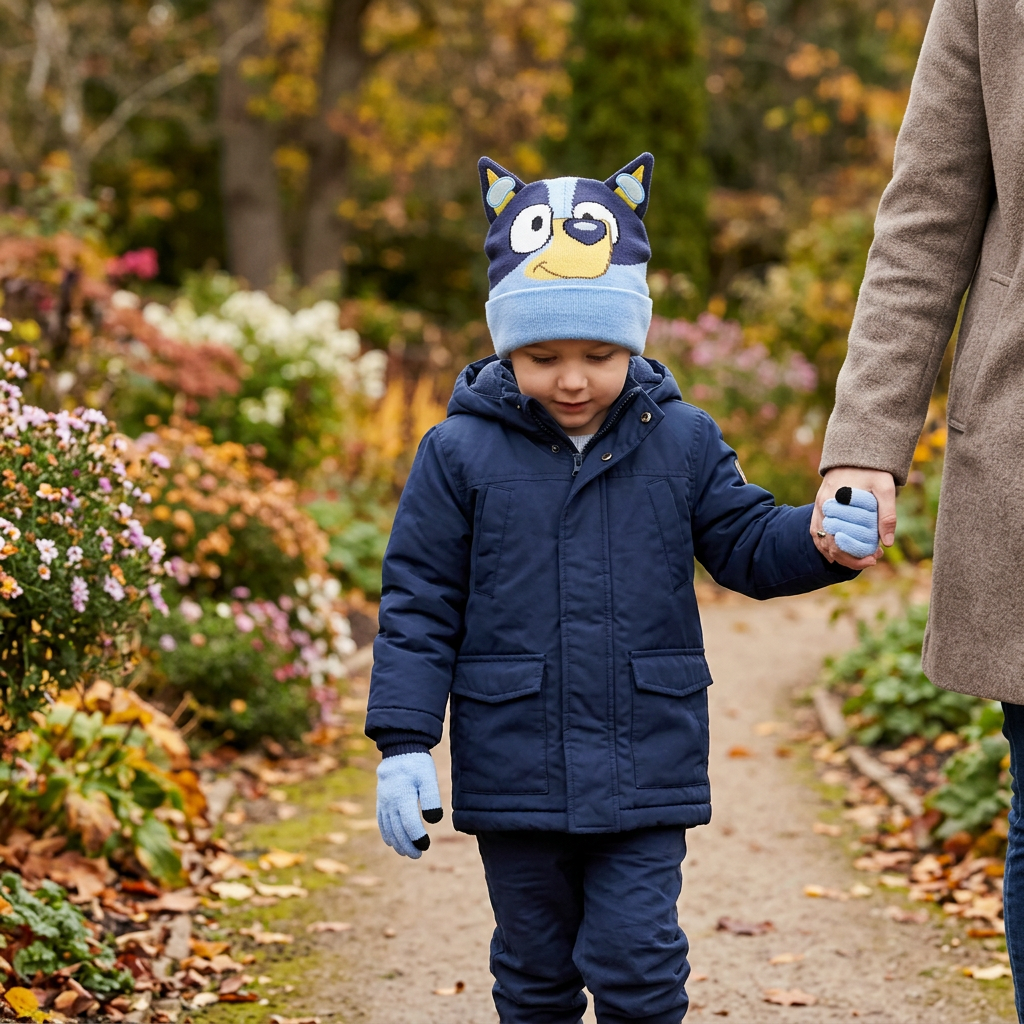 Set cappello e guanti Bluey, passeggiata in famiglia