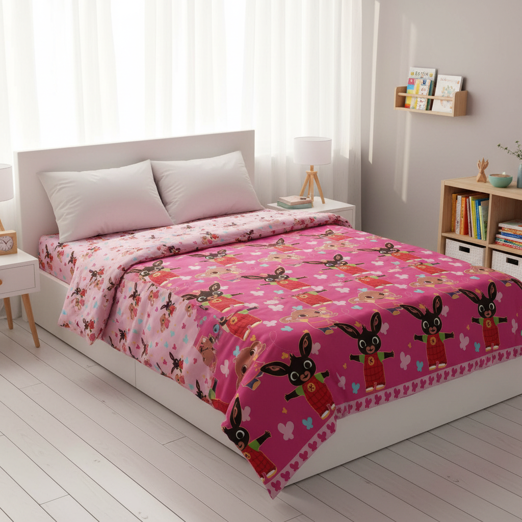 Set letto Bing su letto singolo in cameretta moderna con luce naturale