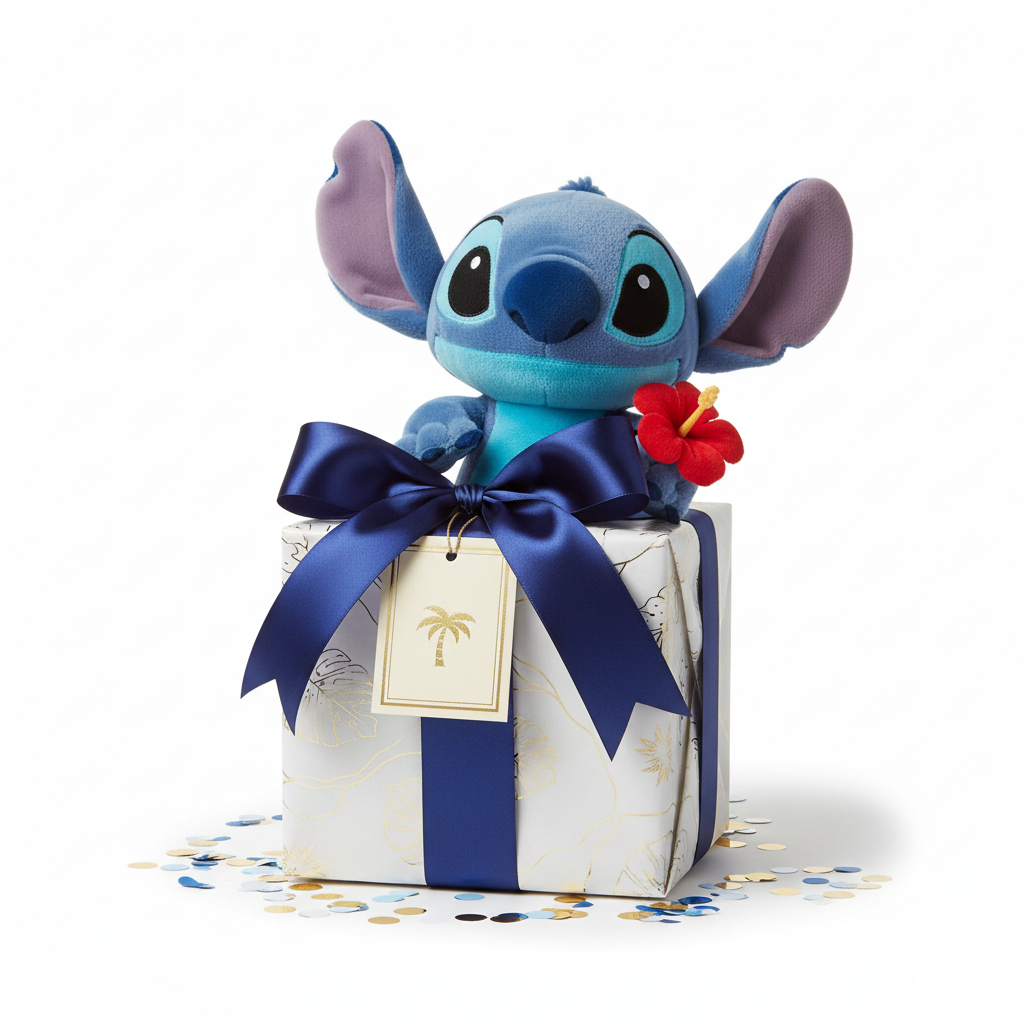 Peluche Stitch confezionato come regalo elegante