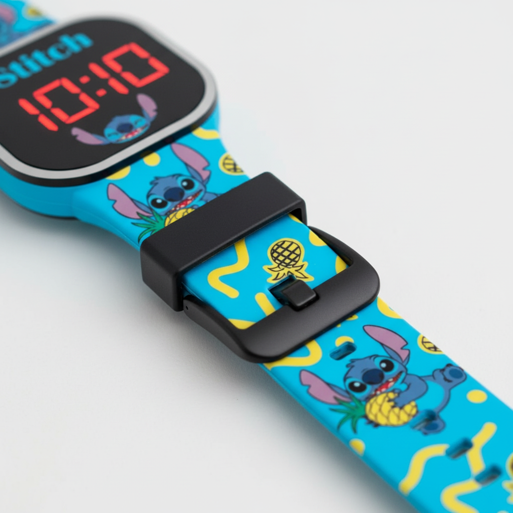 Dettaglio cinturino regolabile con pattern tropicale