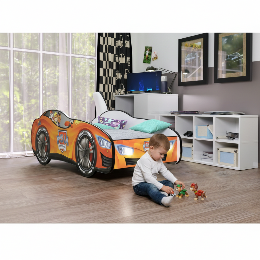 Bambino gioca con giocattoli Paw Patrol