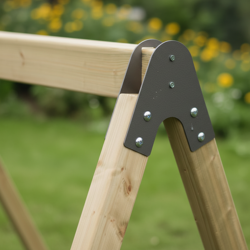 Dettaglio costruzione in legno e ancoraggi metallici