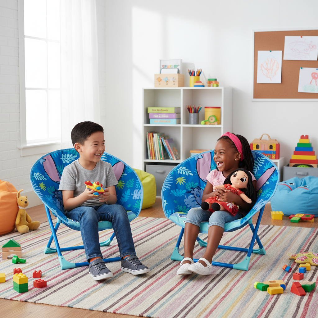 Due Moon Chair Lilo & Stitch per fratelli in playroom