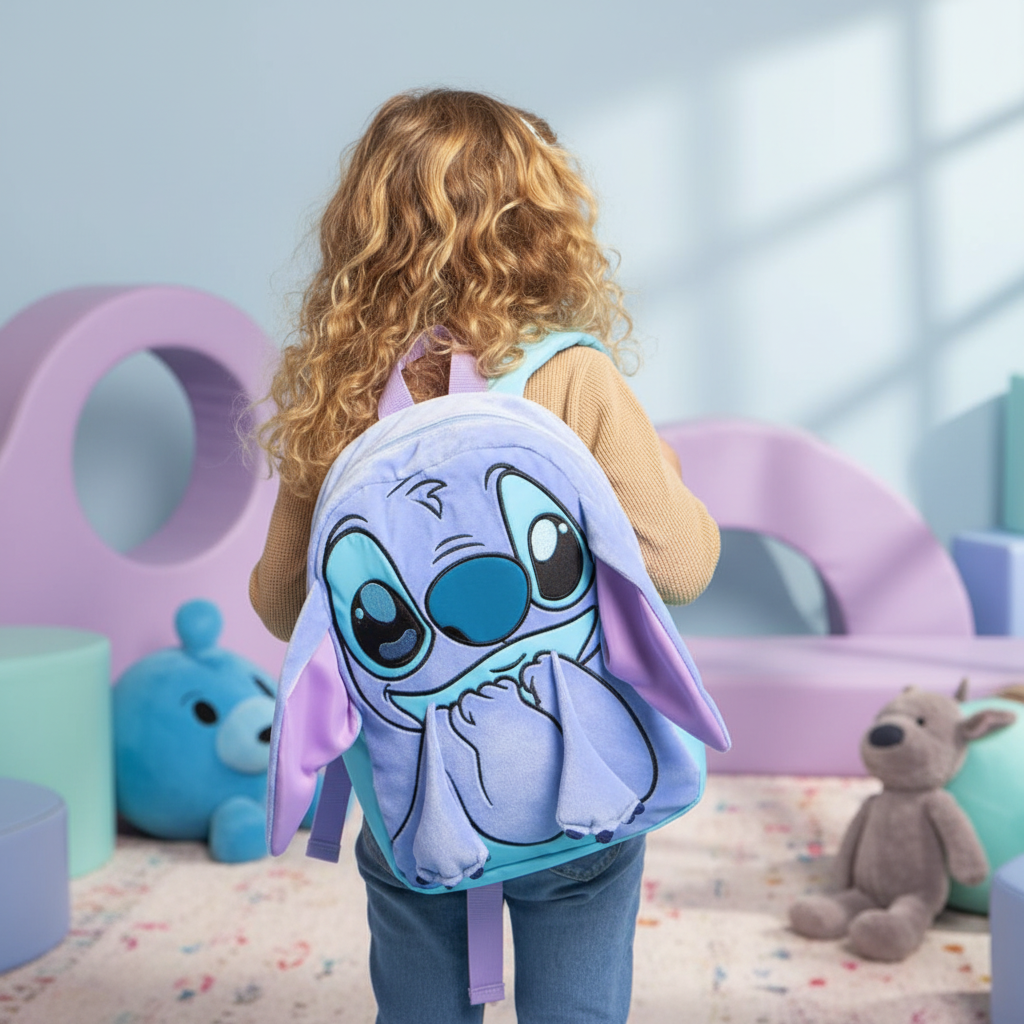 Zaino 3D peluche Stitch sulla schiena bambino playroom