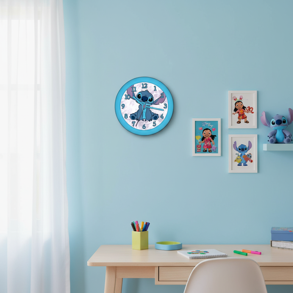 Orologio parete Stitch appeso in cameretta bambini