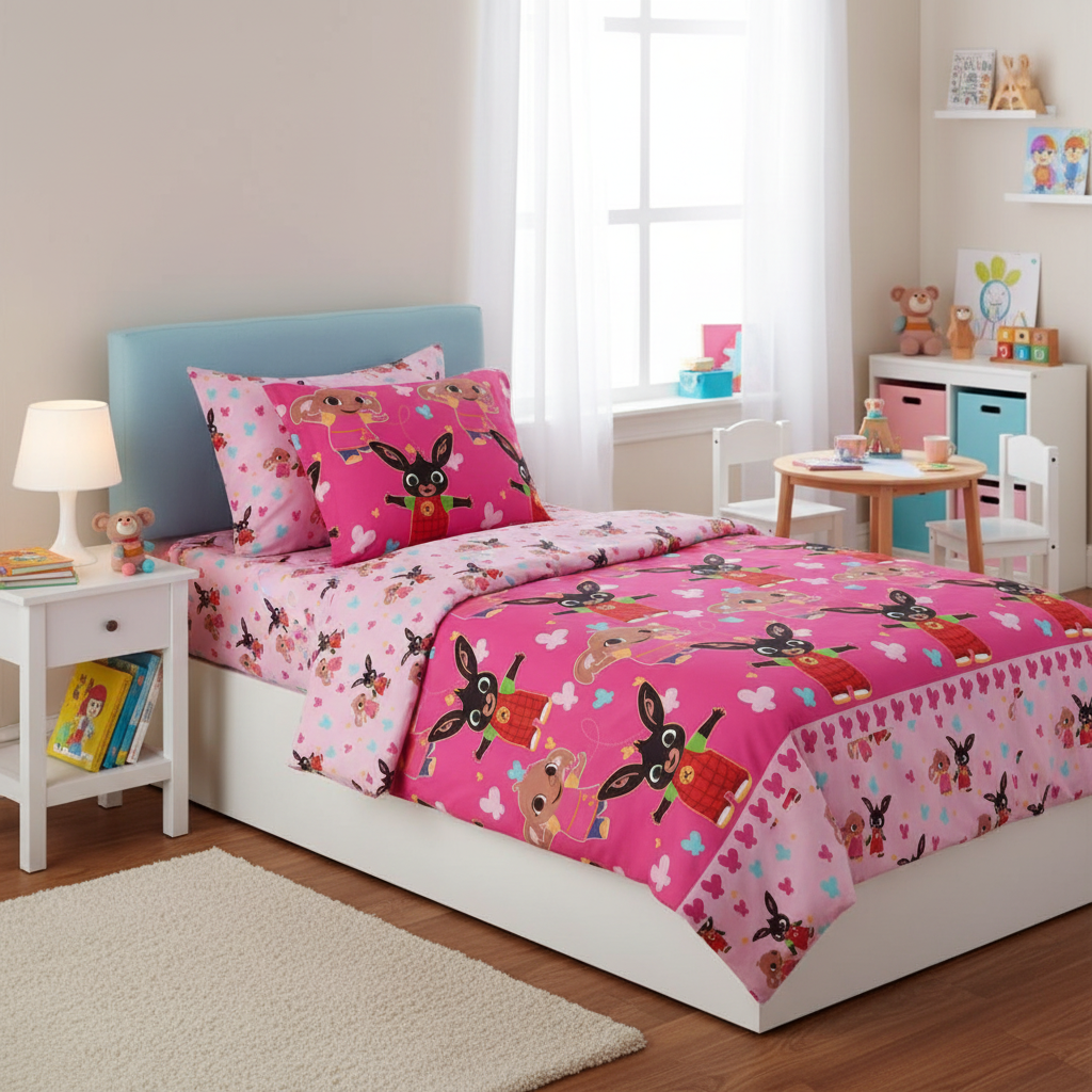 Set letto Bing in cameretta perfettamente arredata stile magazine HD