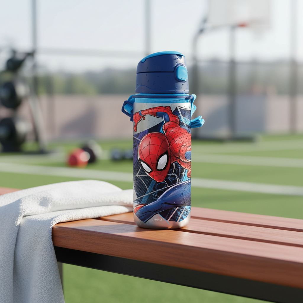 Borraccia Spiderman in contesto sportivo e palestra