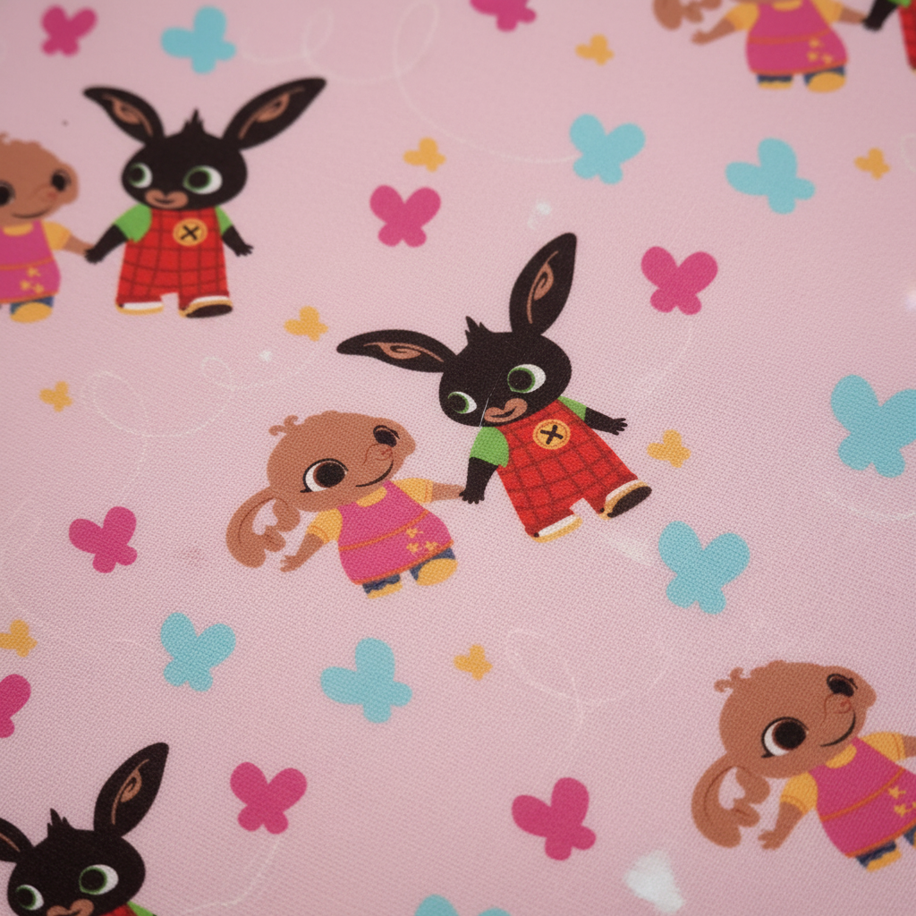 Zoom federa Bing rosa con personaggi e farfalle qualità stampa HD