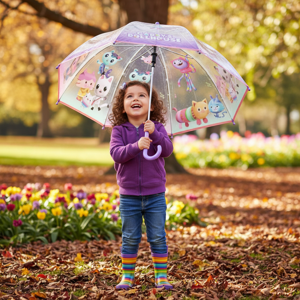 Ombrello trasparente Gabby's Dollhouse in uso al parco - lifestyle HD